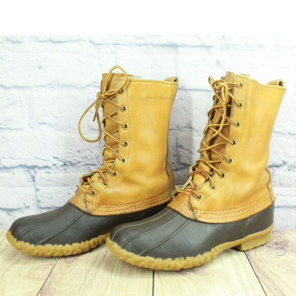 Vintage LL Bean Brown Leather Unlined Mid-Calf Hunting Duck Boots Size 6 M main image 6